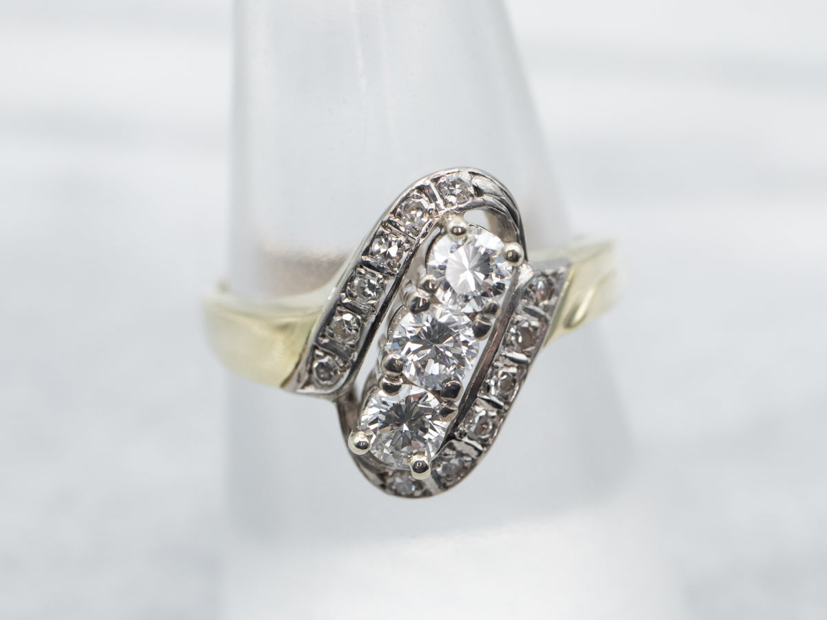 Sparkling Retro Diamond Bypass Ring