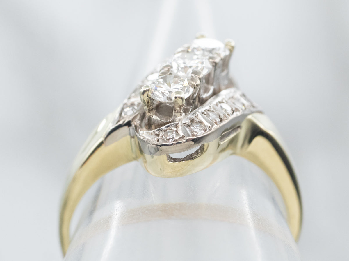 Sparkling Retro Diamond Bypass Ring