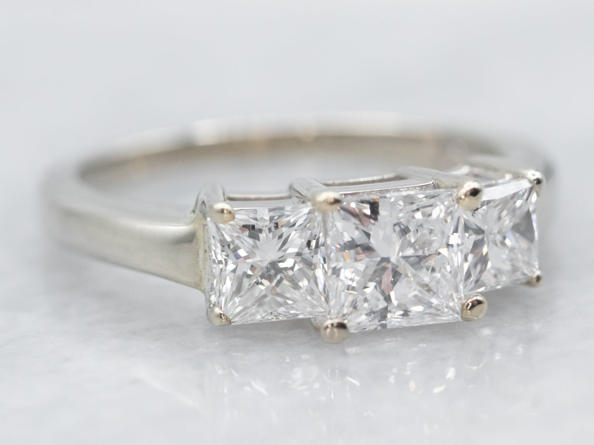 Princess Cut Three Stone Diamond Engagement Ring