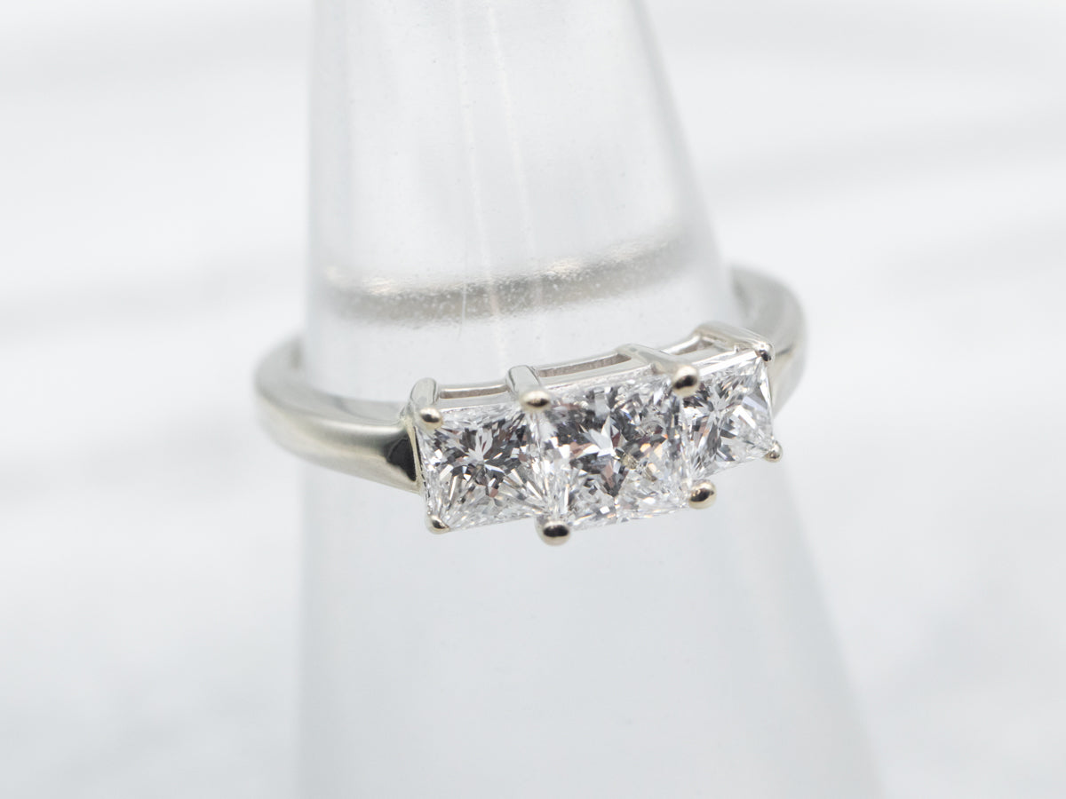 Princess Cut Three Stone Diamond Engagement Ring