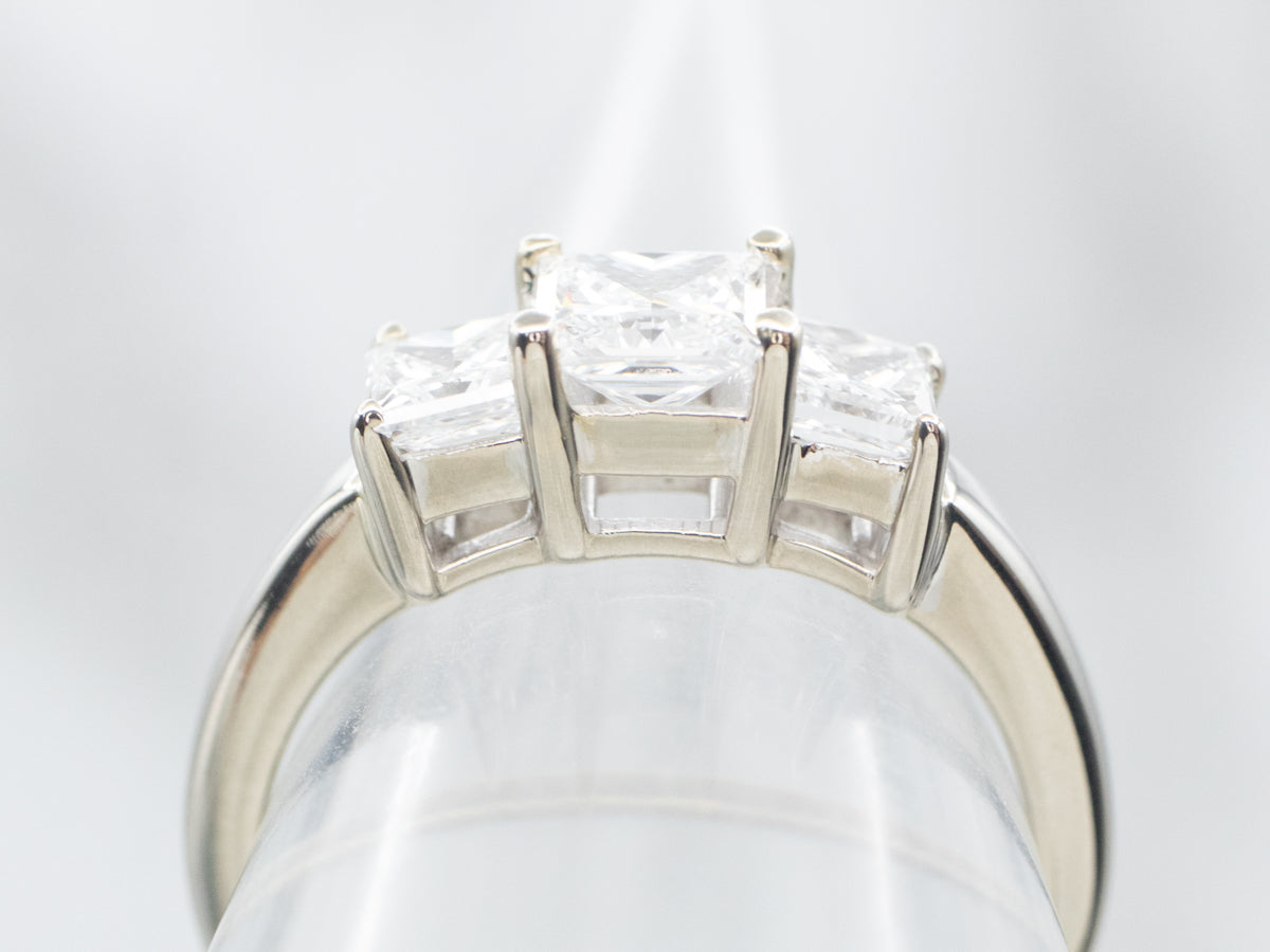 Princess Cut Three Stone Diamond Engagement Ring