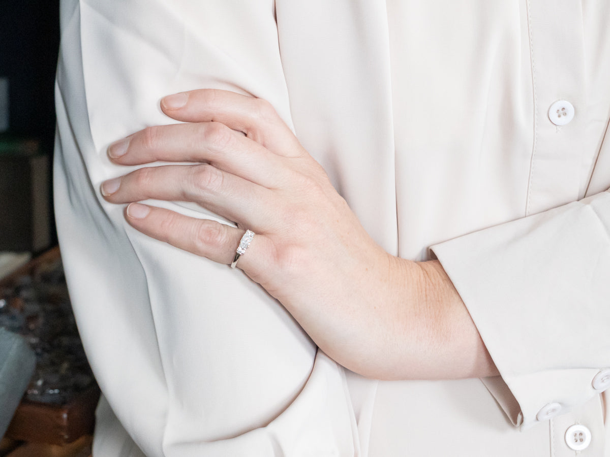 Princess Cut Three Stone Diamond Engagement Ring