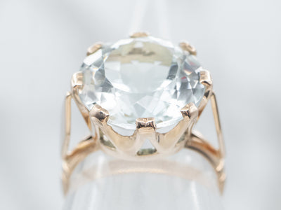 Yellow Gold Blue Topaz Cocktail Ring
