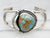Native American Made Cuff Bracelet with Turquoise and Feather Detail