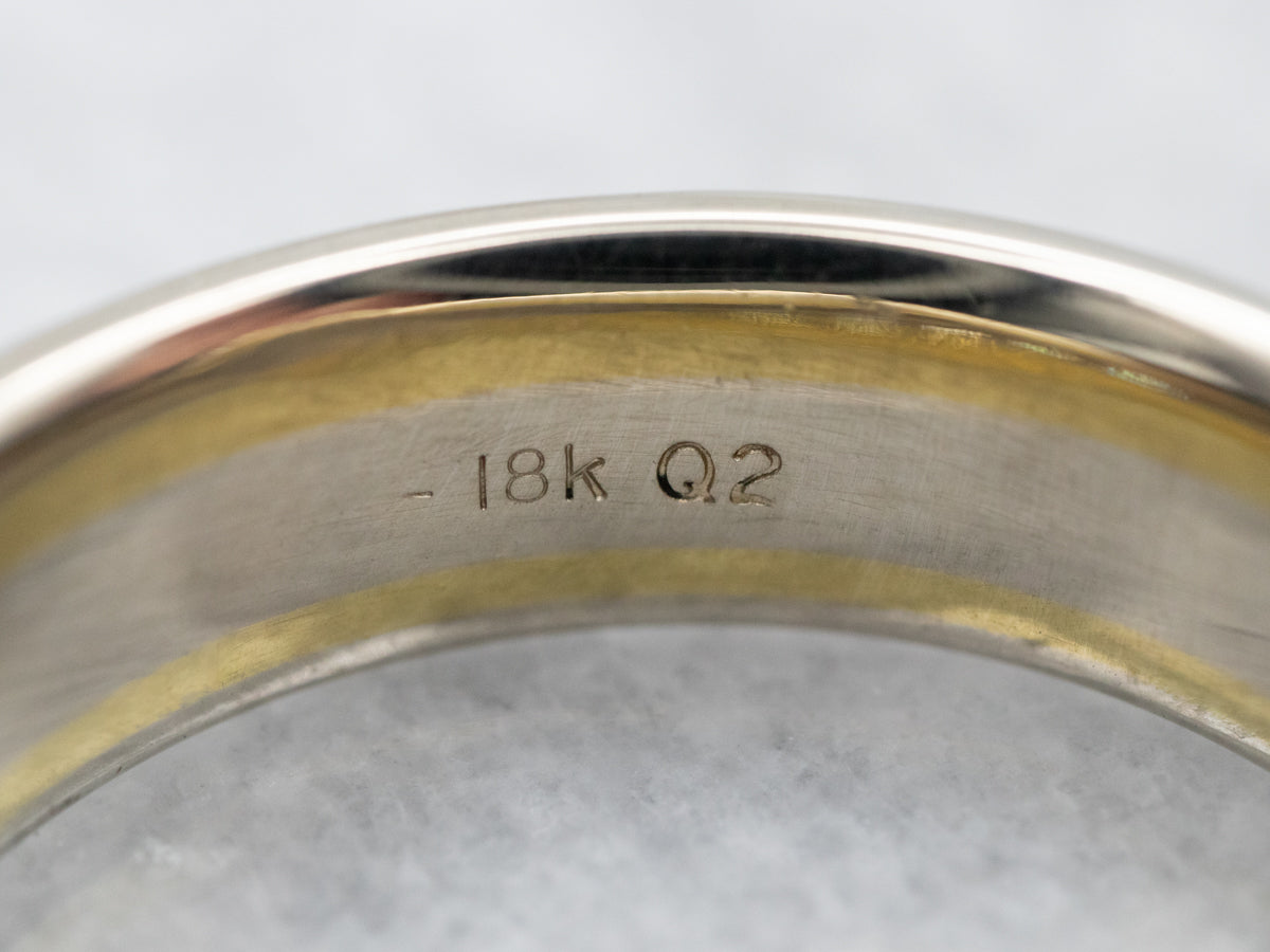 Alianza de diamantes en oro de 18 quilates en dos tonos para hombre