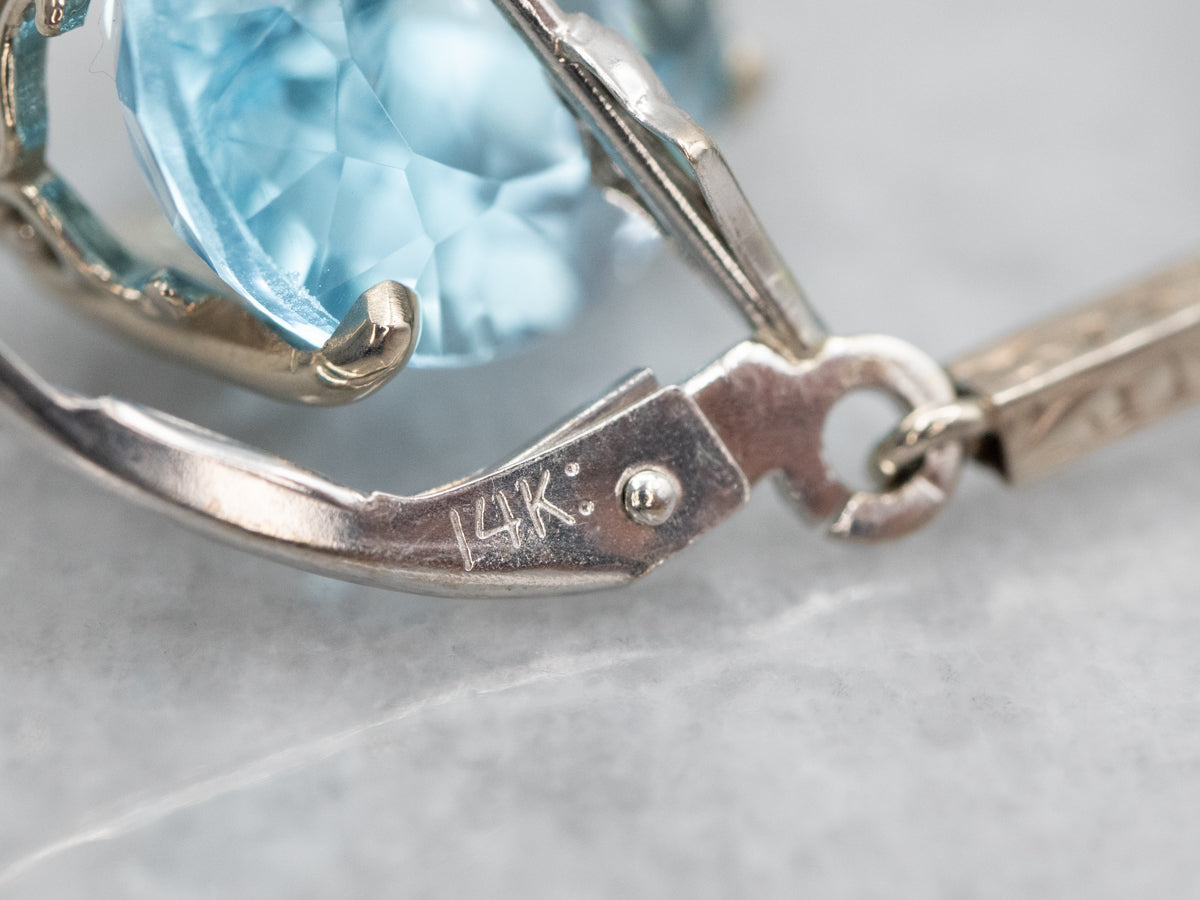 Blue Topaz Bar Set Drop Earrings