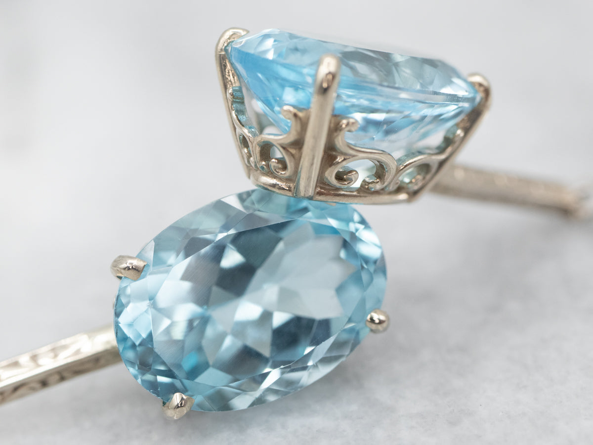 Blue Topaz Bar Set Drop Earrings