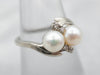 Vintage Double Pearl and Diamond Bypass Ring