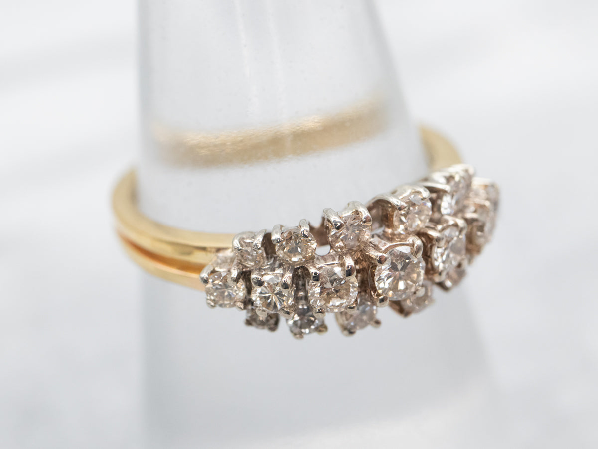 Banda de diamantes en champán dorado de dos tonos