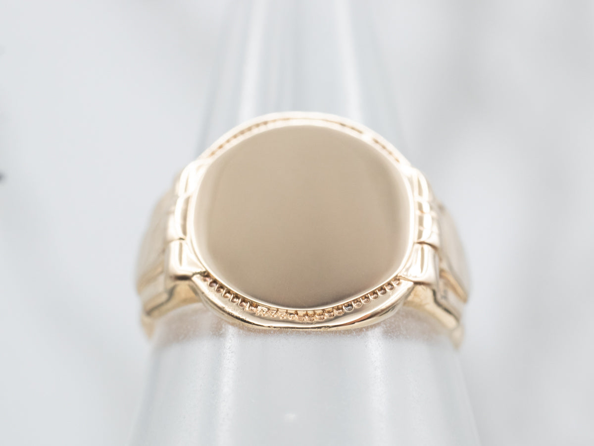 Bold Yellow Gold Large Signet Ring