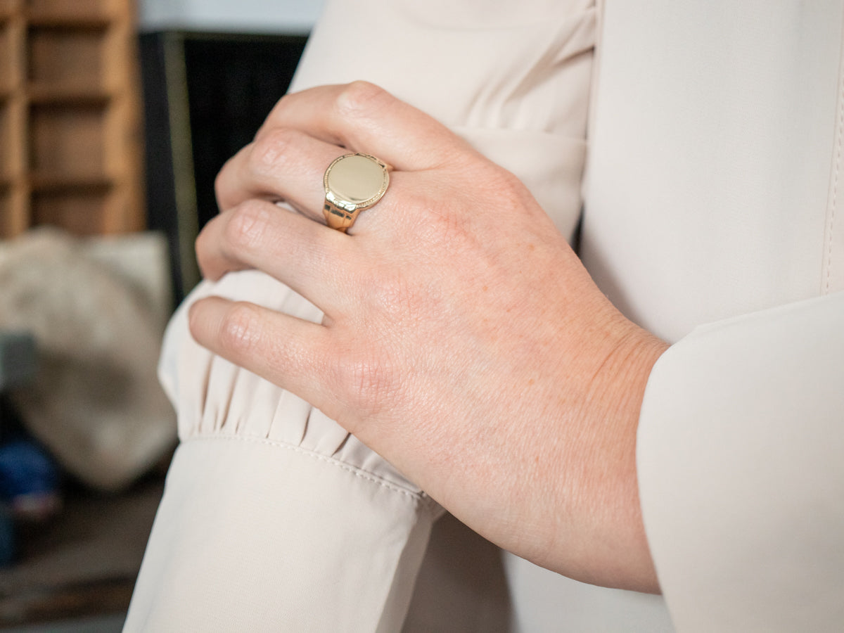 Bold Yellow Gold Large Signet Ring