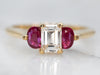Luxurious Modern Gold Diamond and Half Moon Ruby Engagement Ring