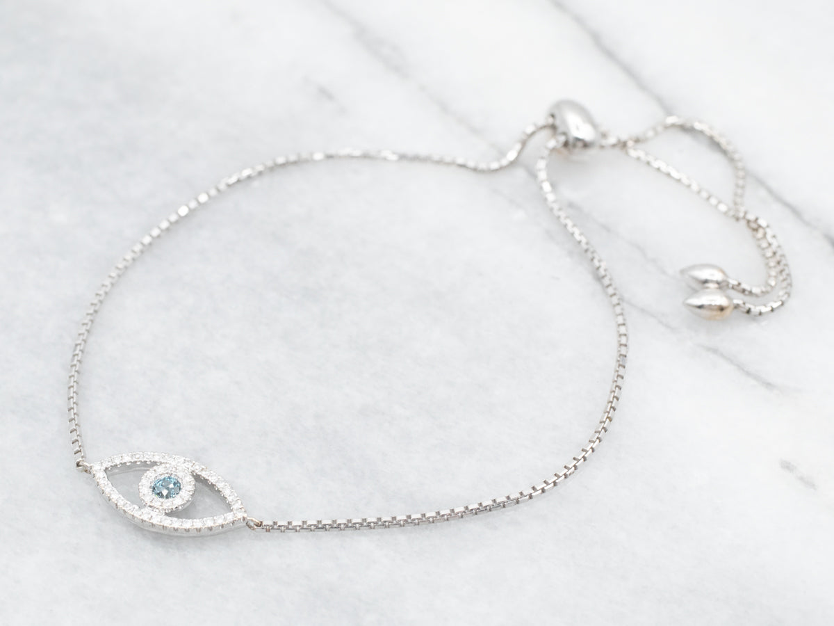White Gold Blue Diamond 3rd Eye Bracelet