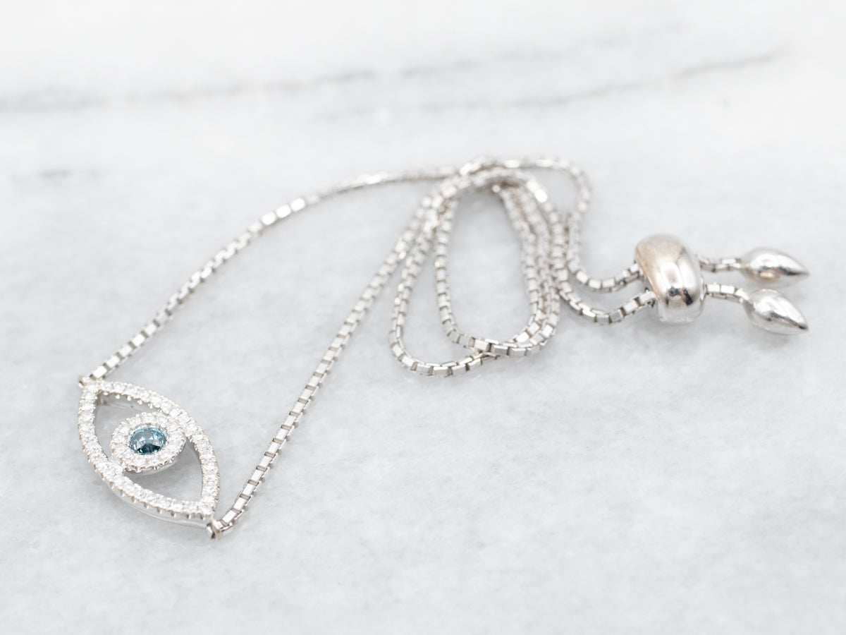White Gold Blue Diamond 3rd Eye Bracelet