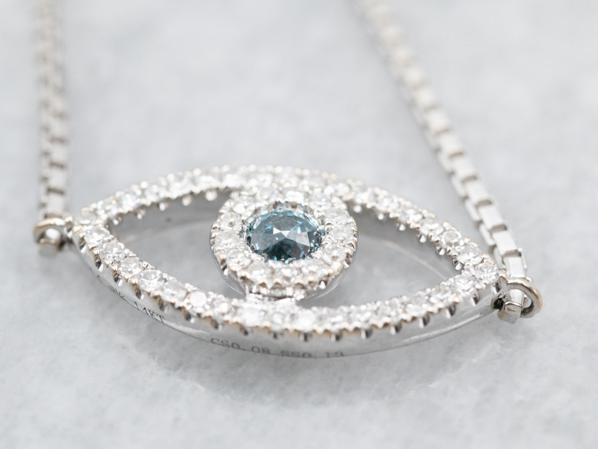 White Gold Blue Diamond 3rd Eye Bracelet