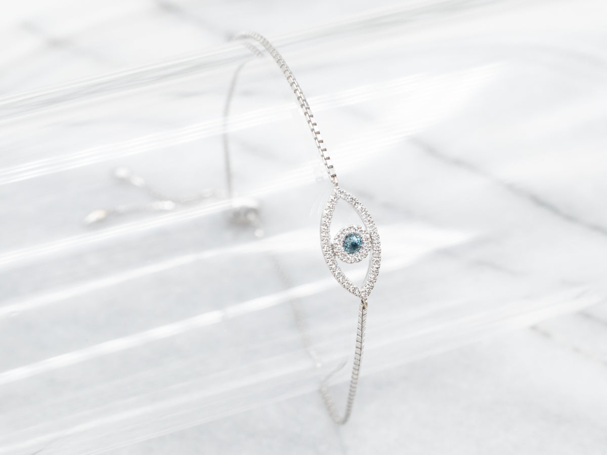 White Gold Blue Diamond 3rd Eye Bracelet
