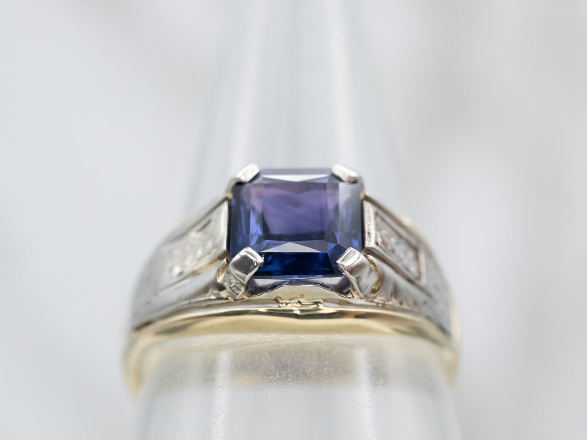 Mixed Metal Color Changing Sapphire Engagement Ring