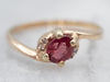 Classic Yellow Gold Ruby Bypass Ring with Diamond Accents