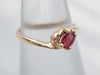 Classic Yellow Gold Ruby Bypass Ring with Diamond Accents