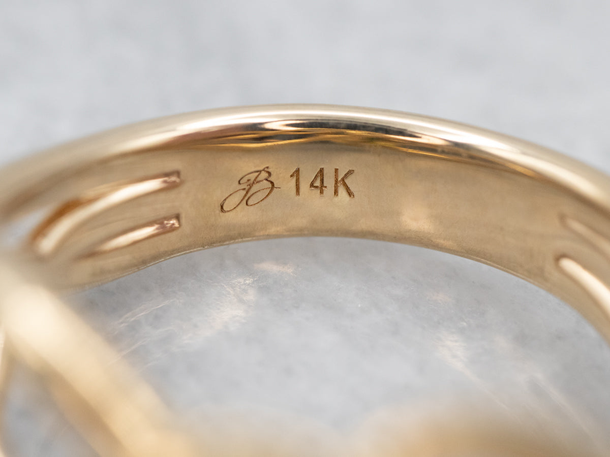 Gorgeous Yellow Gold Green Tourmaline Solitaire Ring