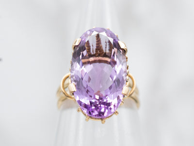 Alluring Yellow Gold Amethyst Solitaire Cocktail Ring