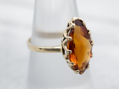 Sleek Yellow Gold Citrine Solitaire Ring