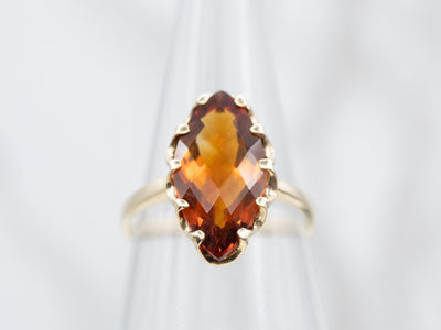 Sleek Yellow Gold Citrine Solitaire Ring