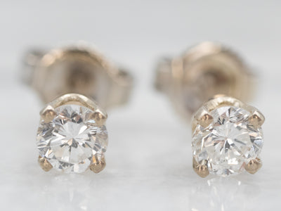 Classic White Gold Diamond Solitaire Stud Earrings