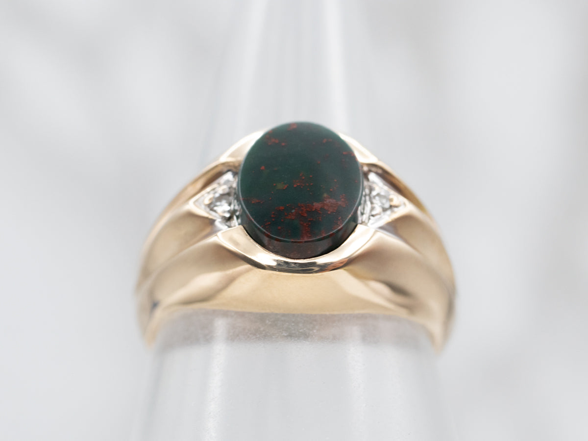 Beautiful Bloodstone Ring with Diamond Accents