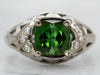 Luxurious White Gold Green Tourmaline Ring with Diamond Accents