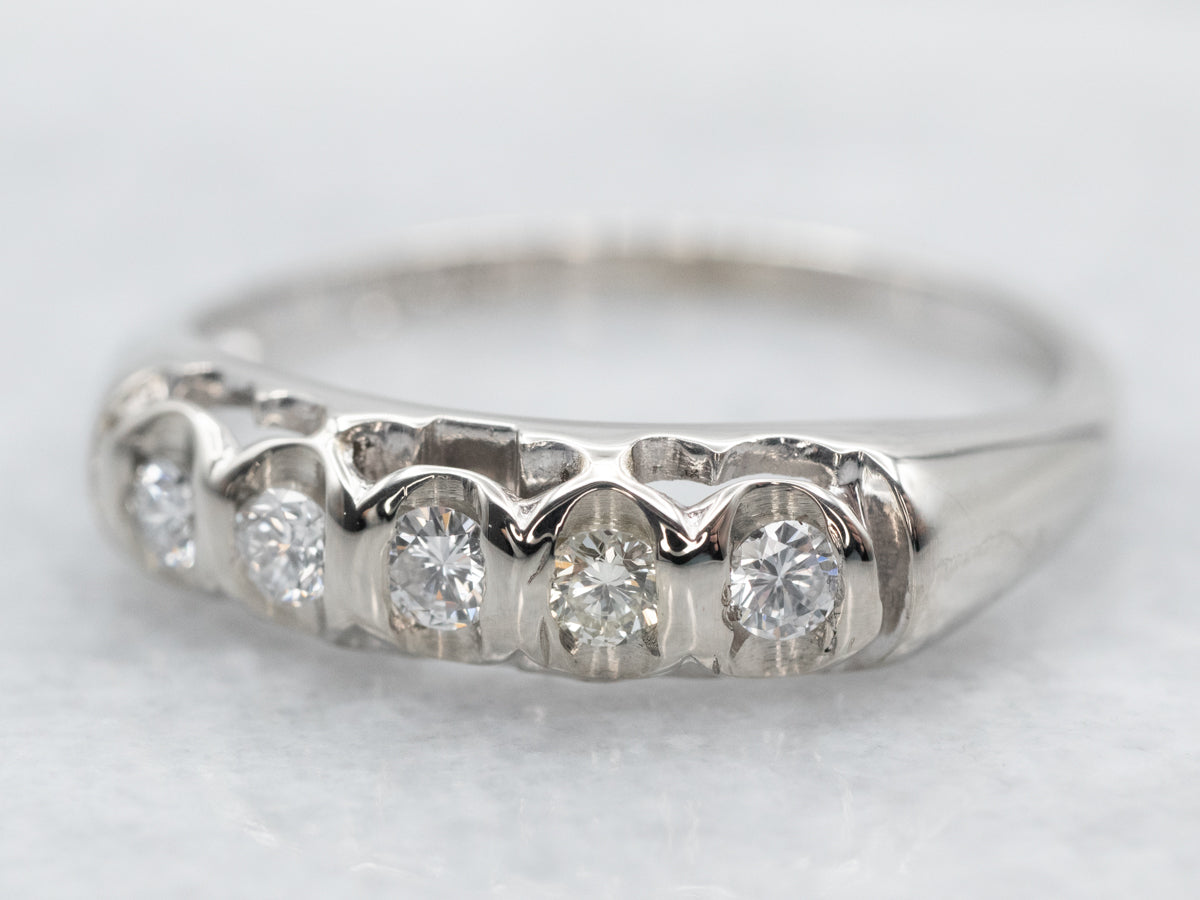 White Gold Five Diamond Wedding Band