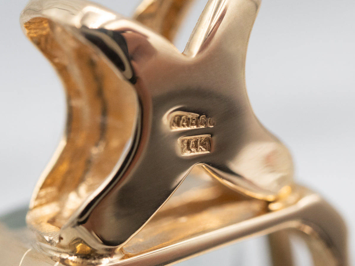 Yellow Gold Green Quartz Solitaire Pendant