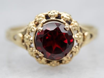 Ornate Vintage Garnet Ring