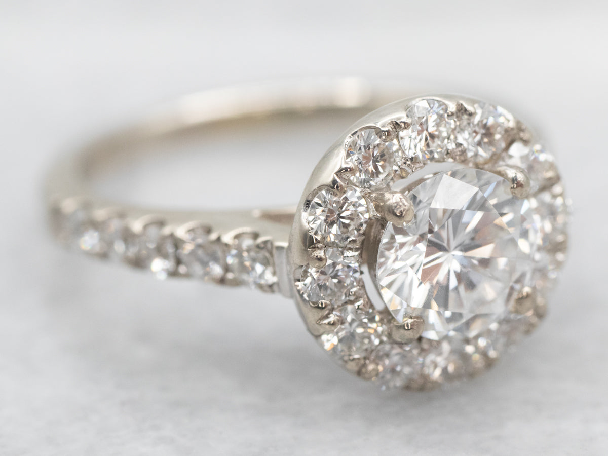 Modern Diamond Halo Engagement Ring