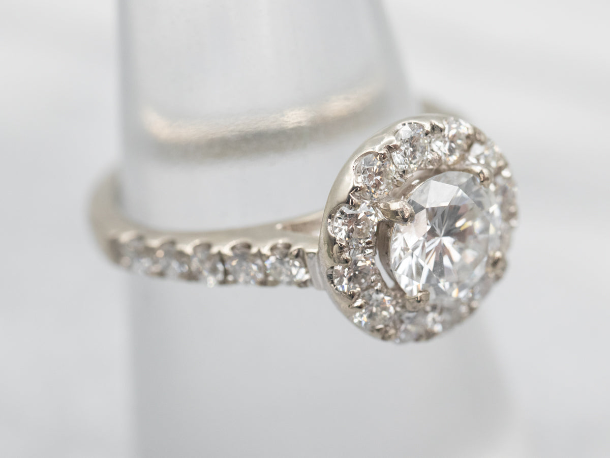 Modern Diamond Halo Engagement Ring