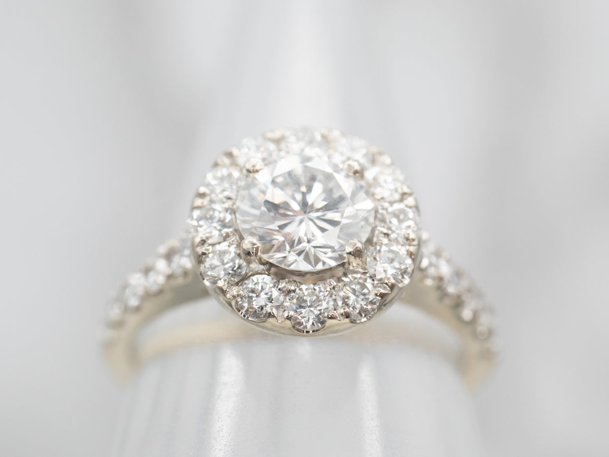 Modern Diamond Halo Engagement Ring