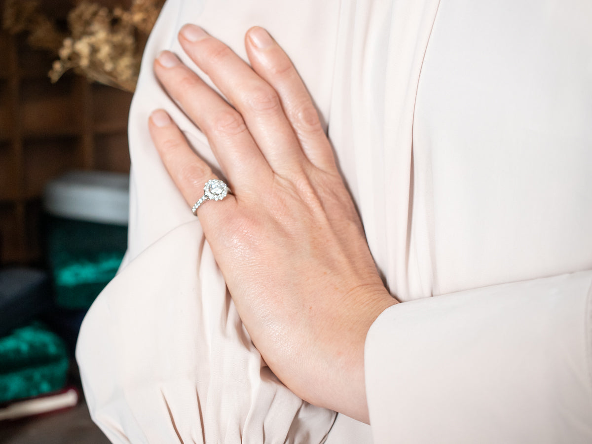 Modern Diamond Halo Engagement Ring