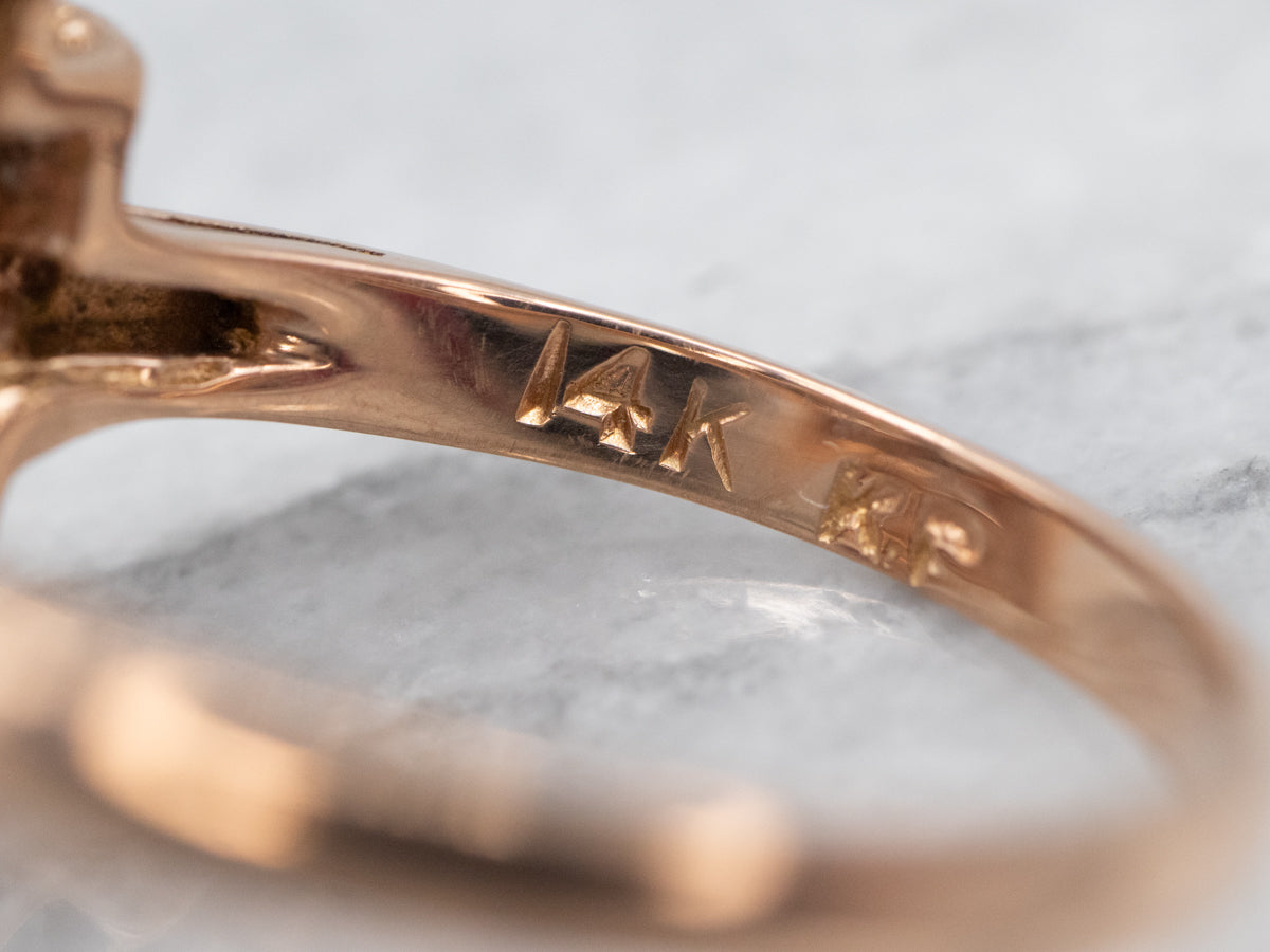 Sparkling Two Tone Diamond Bow Ring with Synthetic Ruby Accents