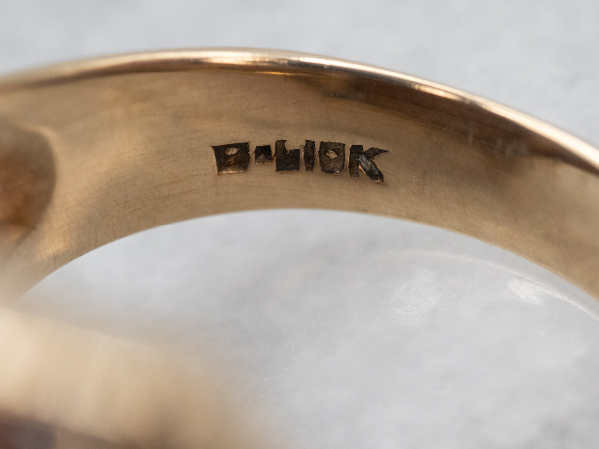 Beautiful Yellow Gold Jasper Ring with Diamond Accents