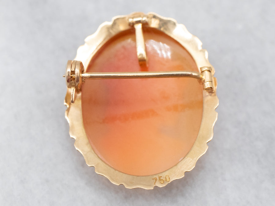Elegant Yellow Gold Cameo Brooch or Pendant