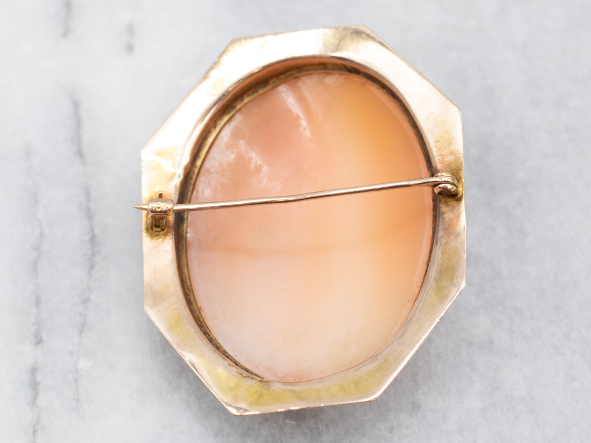 Pristine Yellow Gold Cameo Brooch