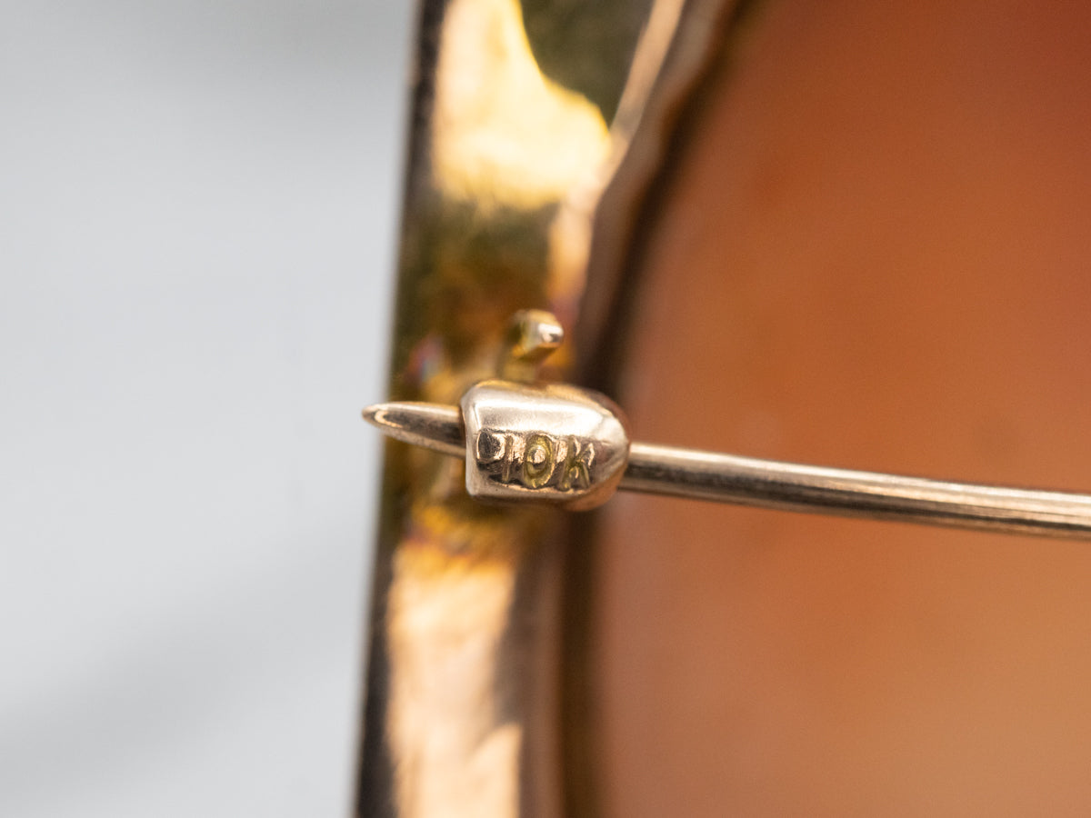 Pristine Yellow Gold Cameo Brooch