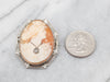 Exquisite Two Tone Cameo Brooch or Pendant with Diamond Accent