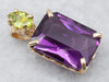Brilliant Yellow Gold Amethyst Pendant with Peridot Accent