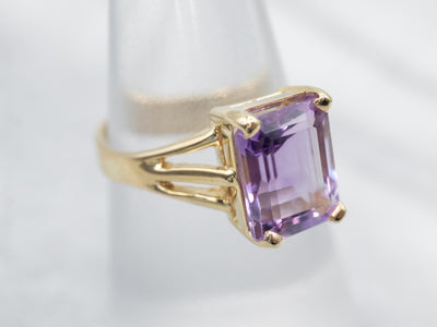 Amazing Yellow Gold Amethyst Solitaire Cocktail Ring