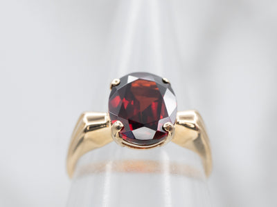 Classically Designed Yellow Gold Garnet Solitaire Ring
