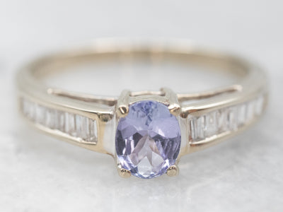 Striking White Gold Tanzanite Ring with Diamond Accents