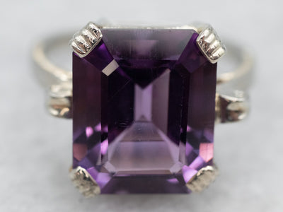 Vibrant White Gold Amethyst Solitaire Cocktail Ring