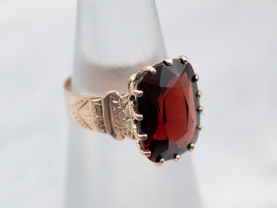 Vintage Rose Gold Garnet Solitaire Ring