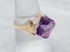 Yellow Gold Square Amethyst Solitaire Ring